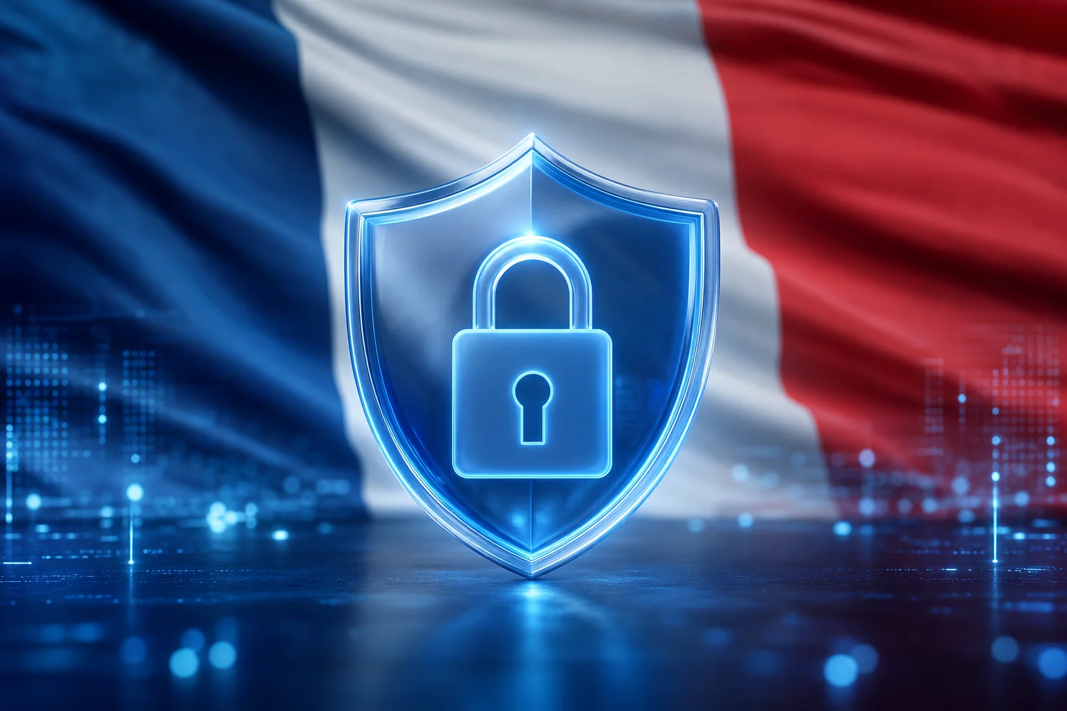 Francia: illustrazione con bandiera e scudo