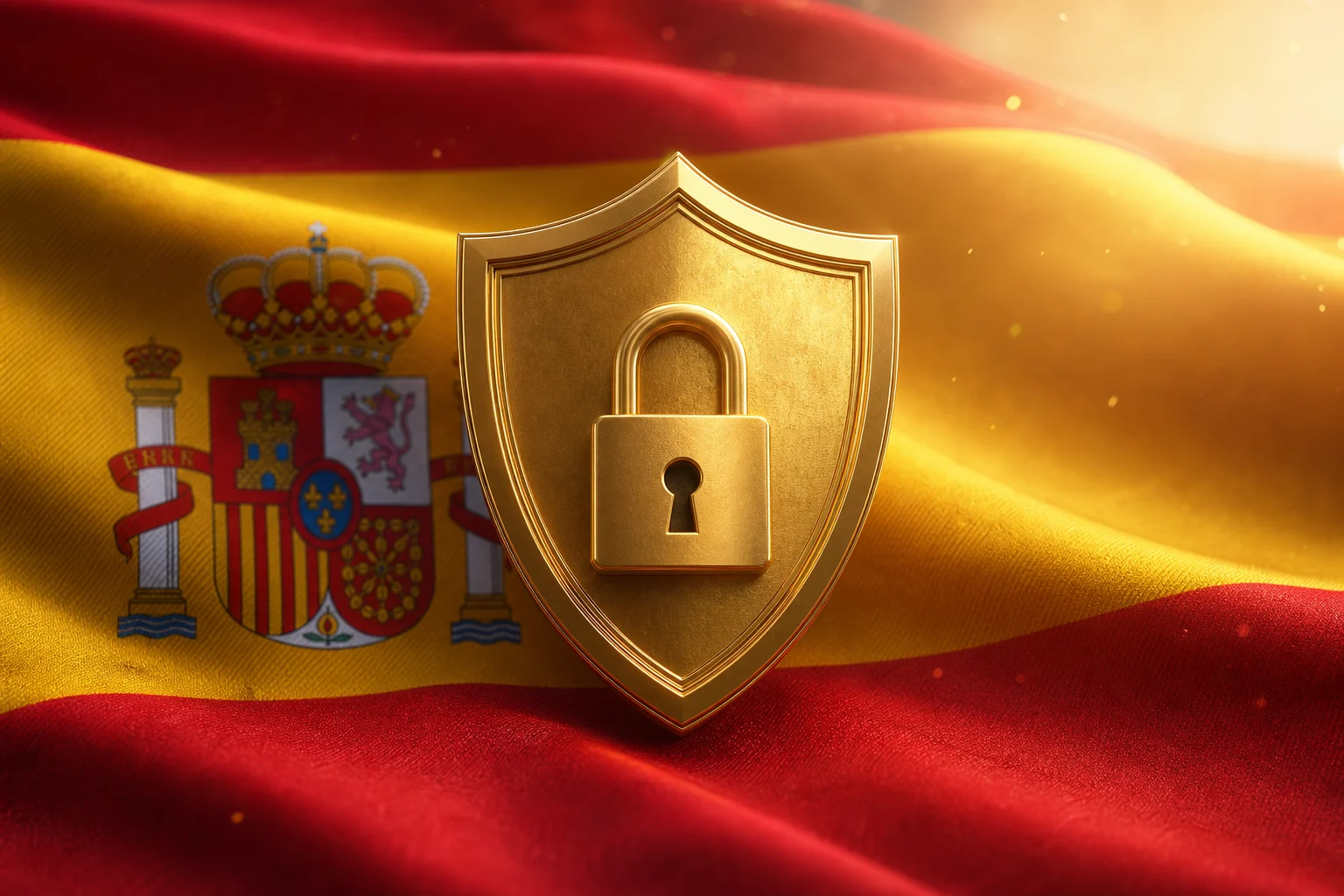 Spagna: illustrazione con bandiera e scudo
